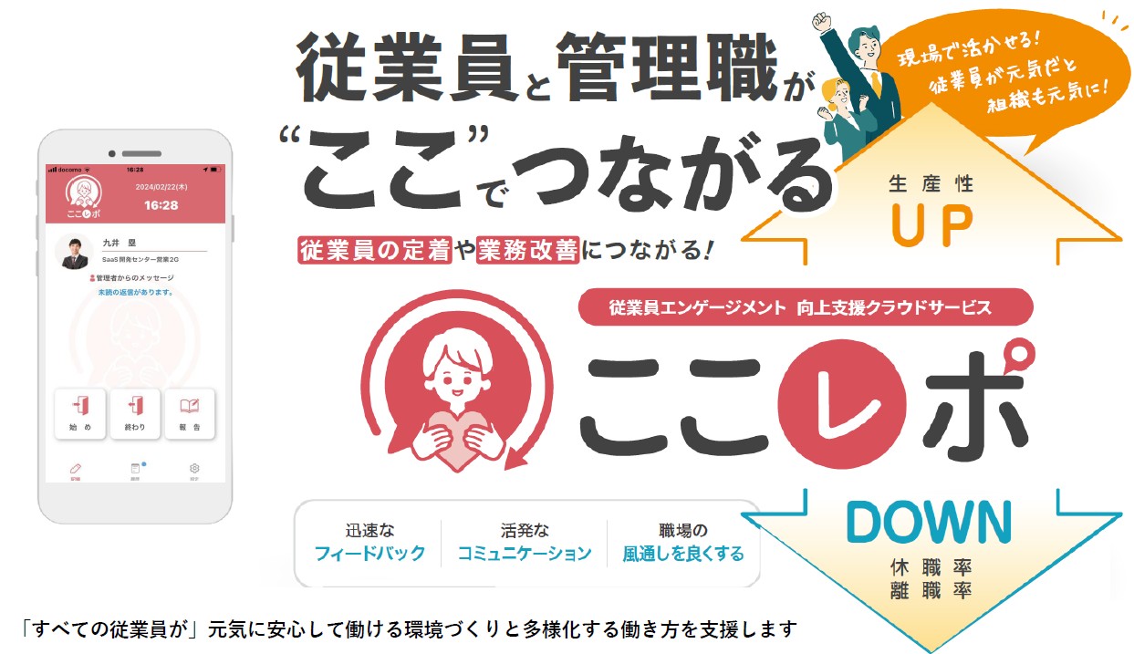 働きやすさをデータで把握。<br>人事・総務の新しいパートナー「ここレポ」